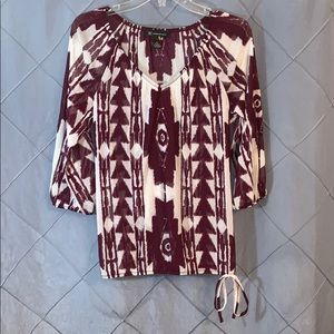 💋 INC SHEER AZTEC BLOUSE SZ SMALL